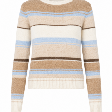 Camel Striped Crewneck Sweater
