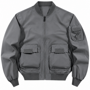Grey Boxy Bomber Jacket