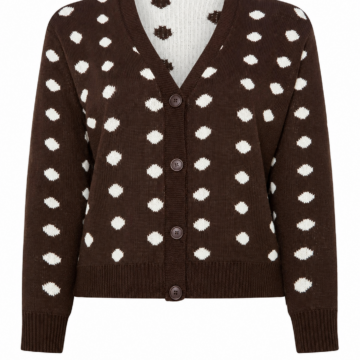 Dark Brown Polka Dot Cardigan
