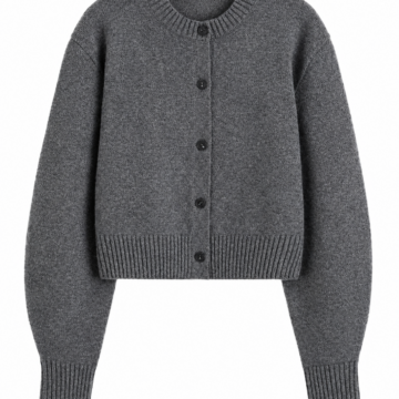 Dark Heathered Grey Cropped Button-Front Knit Cardigan