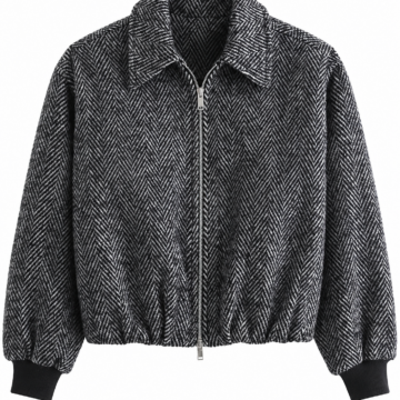 Black Quilted Puffer Coat with Hood