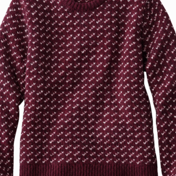 Burgundy Chevron Pattern Crew Neck Knit Sweater